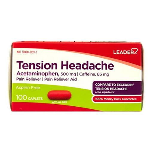 Leader Leader Tension Headache Acetaminophen 500 Mg Caplets Health & Beauty White Smoke