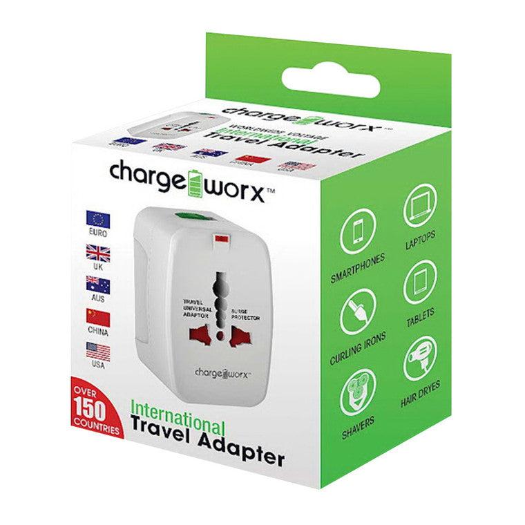 Chargeworx Chargeworx Charge Worx International Travel Adapter Power Adapters & Chargers White Smoke
