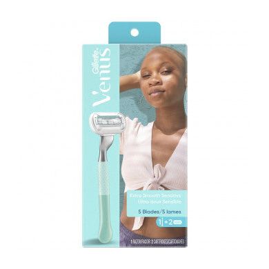 Gillette Venus Gillette Venus Extra Smooth Sensitive Design Edition Razor Handle + 2 Refills Shaving & Grooming Powder Blue