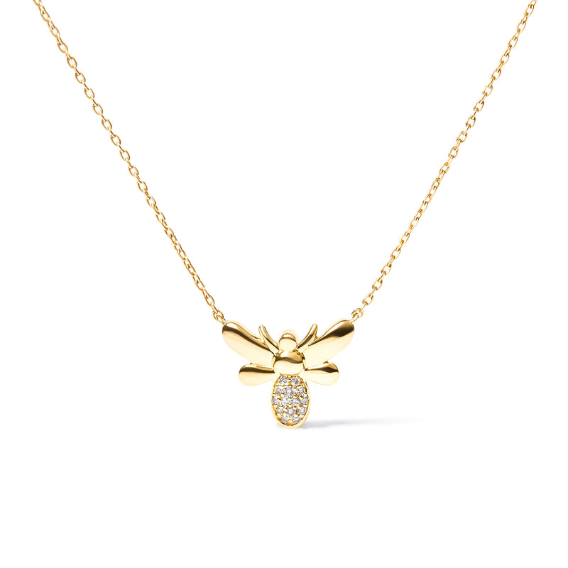 Bids.com 10K Yellow Gold Diamond Accented Bumble Bee Pendant 18" Inch Necklace (H-I Color, I1-I2 Clarity) Necklaces White Smoke Yellow.Gold / 18