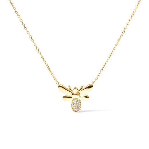 Bids.com 10K Yellow Gold Diamond Accented Bumble Bee Pendant 18" Inch Necklace (H-I Color, I1-I2 Clarity) Necklaces White Smoke Yellow.Gold / 18