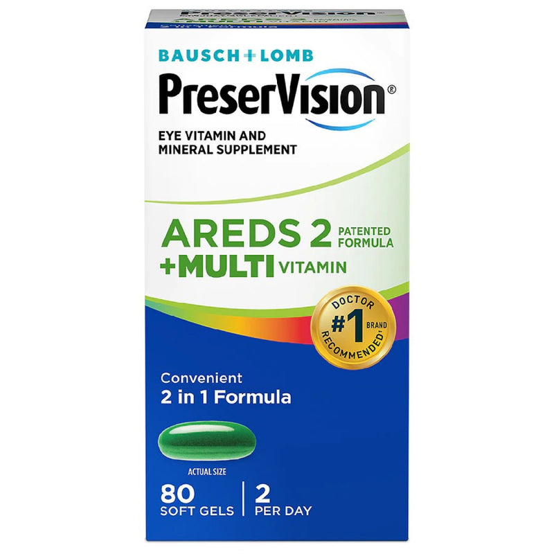 PreserVision PreserVision AREDS 2 Formula + MultiVitamin Vitamin & Mineral Supplement 80 Ct Soft Gels Vitamins & Supplements White Smoke