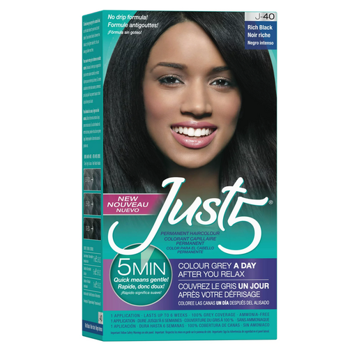 0 Just 5 Women's Minute Permanent Hair Color, Rich Black Hair Color Black Default Title