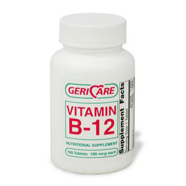 Geri-Care Geri-Care Vitamin B-12 Supplement – 100 mcg (100 Tablets) Vitamins & Supplements Light Gray