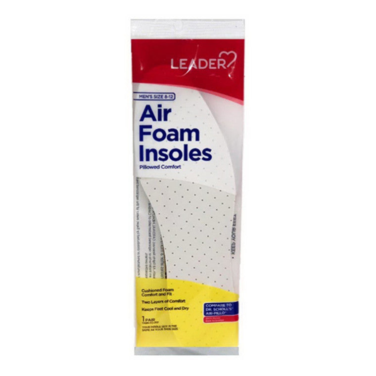 The Leader The Leader Insoles Air Foam Men's Size 8-12 Foot Care Light Gray