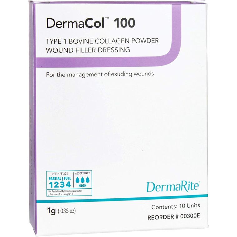 Dermarite Skin Care DermaCol™ 100 – 100% Type 1 Bovine Collagen Powder Wound Filler Medical Supplies White Smoke