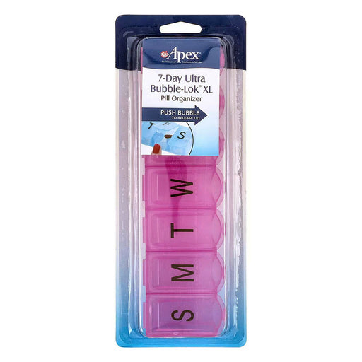 Apex Apex 7-Day Ultra Bubble-Lok XL Pill Organizer Health Care Pale Violet Red