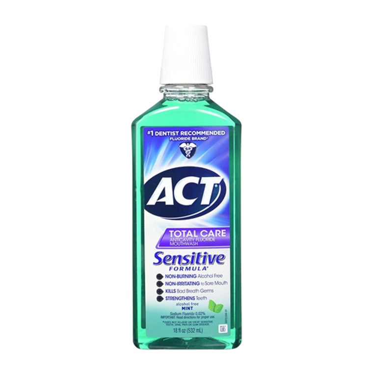 ACT ACT Total Care Sensitive Formula Anticavity Fluoride Mouthwash, Mild Mint 18 Oz Mouthwash White Smoke