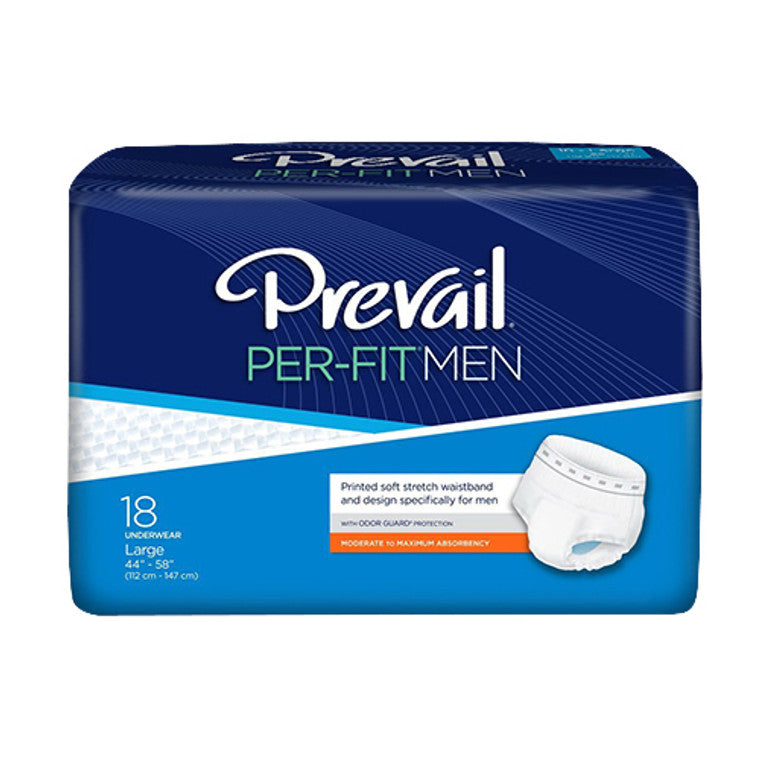 First Quality First Quality Male Adult Absorbent Underwear Prevail Per-Fit Men Pull On With Tear Away Seams Large Disposable M, Count Of 18 Underwear Midnight Blue