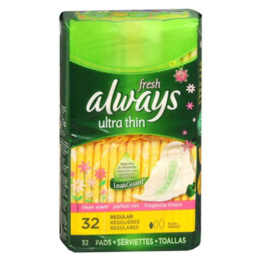 Always Always Pads, Ultra Thin, Flexi Wings, Regular, Fresh Scent, Size 1 Health & Beauty Dark Green