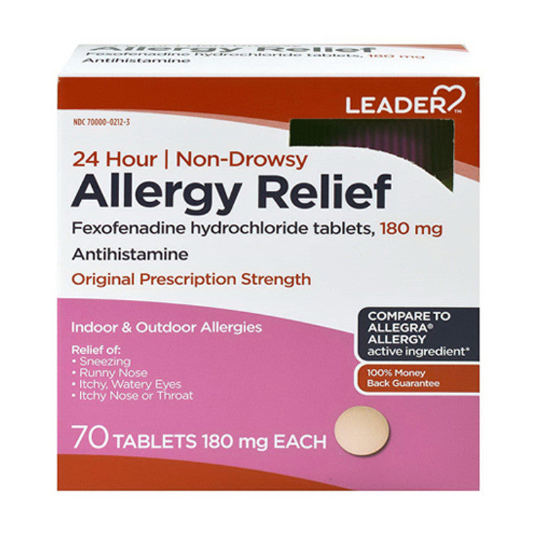 Leader Health Care Leader Health Care 24 Hour Allergy Relief Tablets, 180 Mg Medicine Cabinets Lavender