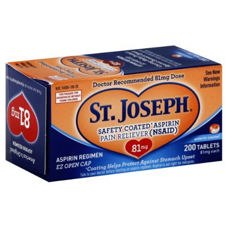 St. Joseph St. Joseph Aspirin, Low Dose, Coated, 81 Mg, Tablets Medicine & Drugs White Smoke