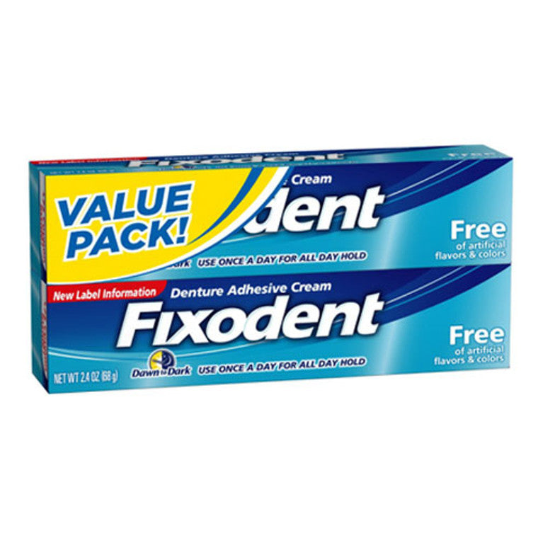 Fixodent Fixodent Dentures Adhesive Cream Free Twin Pack 2.4 Oz Denture Adhesives White Smoke