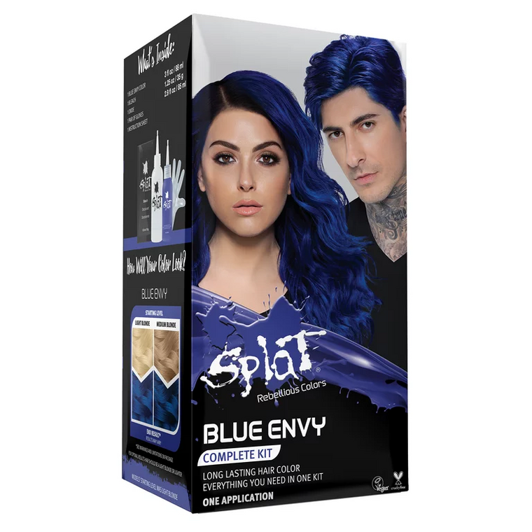 Splat Splat Hair Color, Blue Envy, Complete Kit Hair Color Black