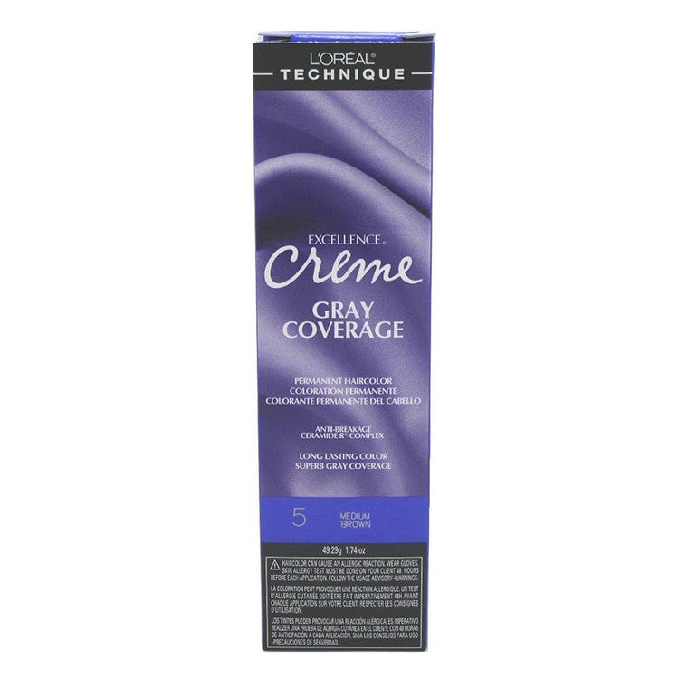 L'Oreal L'Oreal Excel Creme Color 5 Medium Brown 1.74 Oz Hair Color Dim Gray
