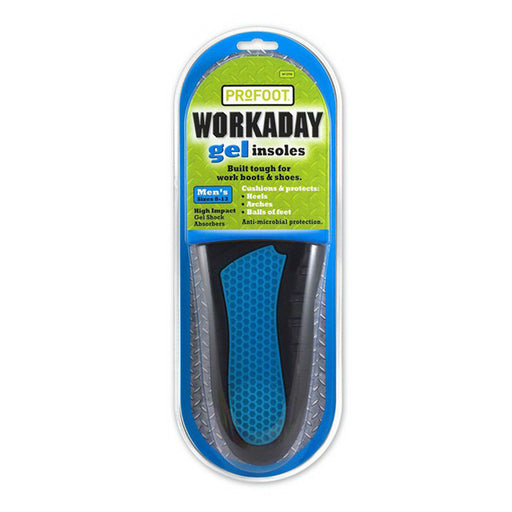 ProFoot Workaday Gel Insoles for Men – All-Day Comfort & Shock Absorption, 1 Pair Foot Care White Smoke