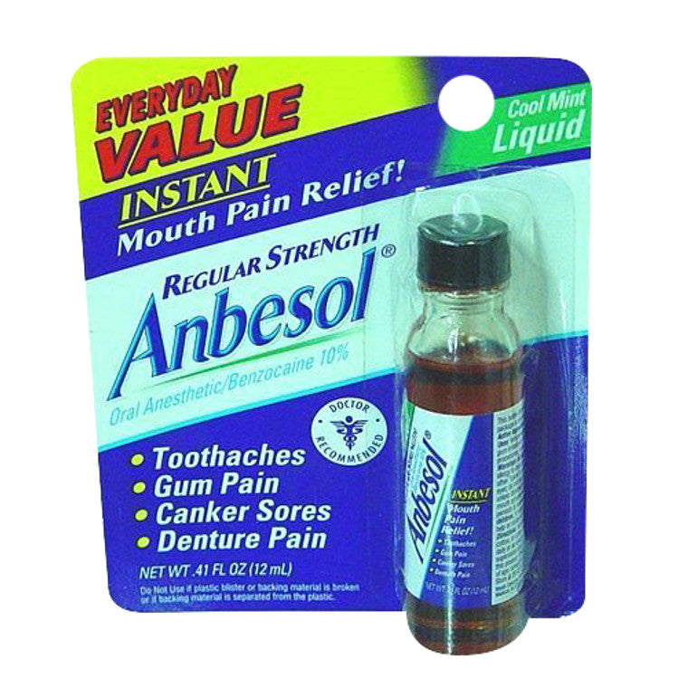 Anbesol Anbesol Oral Anesthetic, Regular Strength, Cool Mint Liquid Oral Care White Smoke