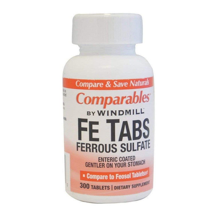 Windmill Ferrous Sulfate 325 mg (65 mg Elemental Iron) - 300 Tablets Vitamins & Supplements Light Gray