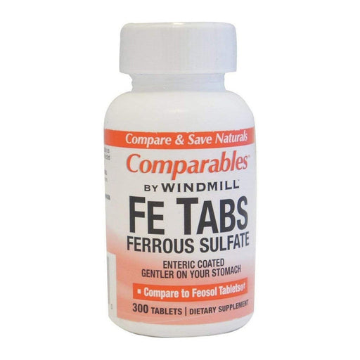 Windmill Ferrous Sulfate 325 mg (65 mg Elemental Iron) - 300 Tablets Vitamins & Supplements Light Gray