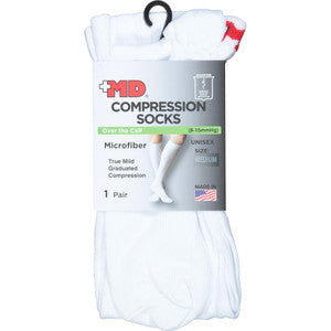 Md Plus MD Plus Microfiber Over-the-Calf Compression Socks Health & Beauty White Smoke