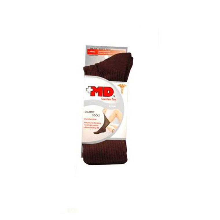 Plus MD Diabetic Socks MD Black  Diabetic Crew  Socks  Large 1 Pair Fitness & Nutrition White Smoke