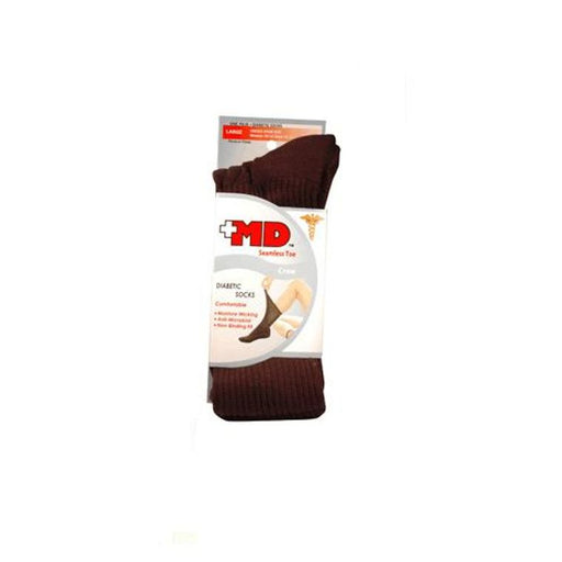 Plus MD Diabetic Socks MD Black  Diabetic Crew  Socks  Large 1 Pair Fitness & Nutrition White Smoke