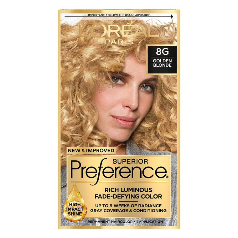 Superior Preference Superior Preference L'Oreal Paris Fade-Defying Shine Permanent Hair Color, 8G Golden Blonde, 1 Kit Hair Color Dark Khaki