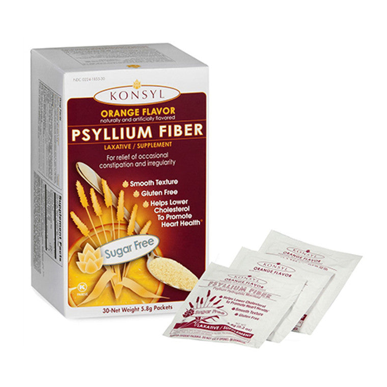 Konsyl Laxatives Konsyl Laxatives Orange Flavor Sugar Free Psyllium Fiber Packets Vitamins & Supplements White Smoke