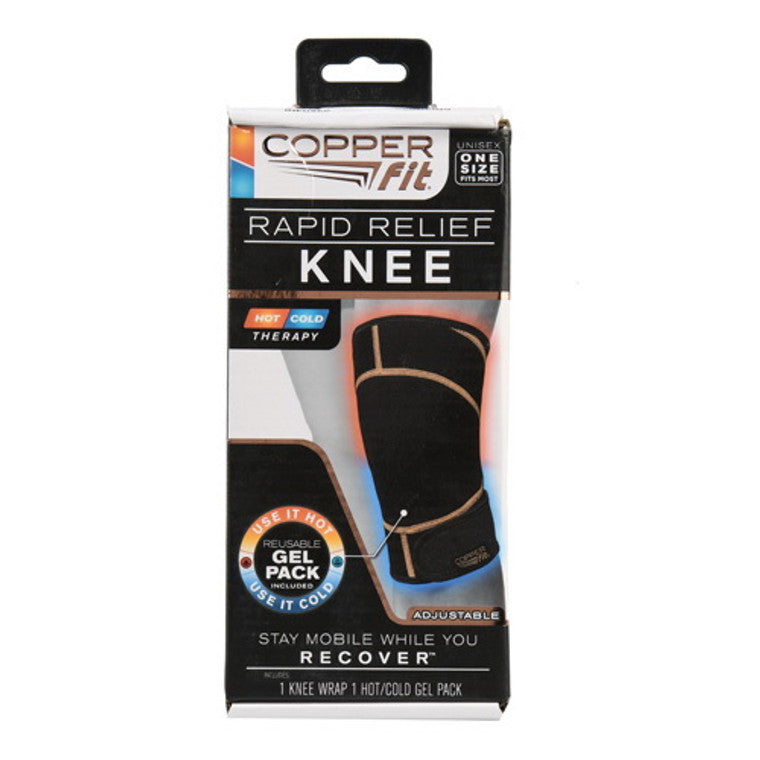 Copper Fit Copper Fit Rapid Relief Knee Wrap, Hot Or Cold Gel Pack Tortillas & Wraps Black