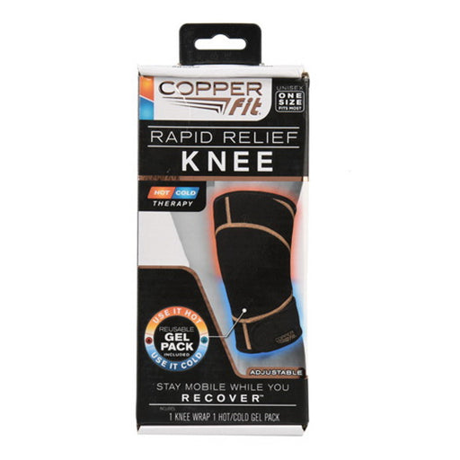 Copper Fit Copper Fit Rapid Relief Knee Wrap, Hot Or Cold Gel Pack Tortillas & Wraps Black