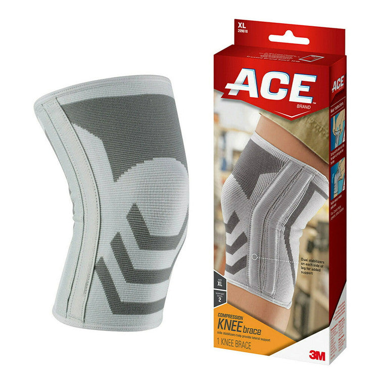 ACE ACE Knitted Knee Brace With Side Stabilizers, Extra Large Wall Jacks & Braces White Smoke