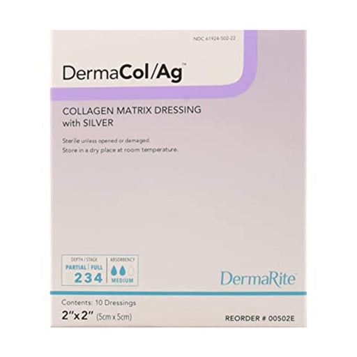 Dermarite Skin Care DermaRite® DermaCol™ Ag Collagen Dressing with Silver - 2" x 2" Medical Supplies Light Gray