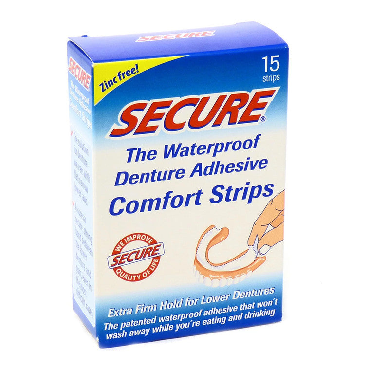 Secure Secure Denture Adhesive Comfort Strips Denture Adhesives White Smoke