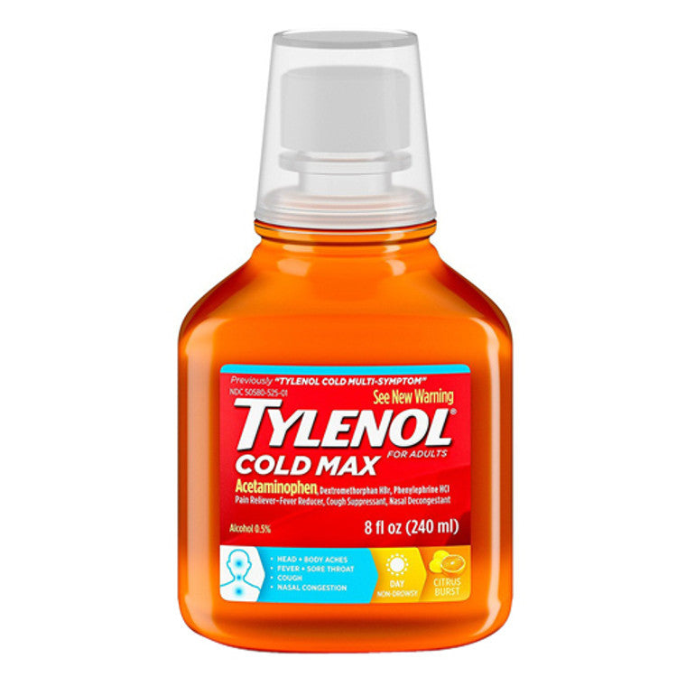 Tylenol Tylenol Cold + Flu + Cough Daytime Liquid, Citrus Burst, 8 Fl. Oz Personal Care White Smoke