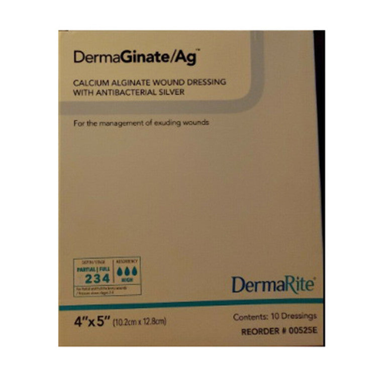 DermaGinate/ Ag Dermarite DermaGinate/ Ag Alginate  Dressing  With Antibacterial Silver 4X 5 In 10 Ct Medical Supplies Dim Gray