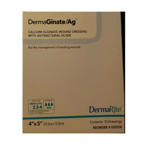 DermaGinate/ Ag Dermarite DermaGinate/ Ag Alginate  Dressing  With Antibacterial Silver 4X 5 In 10 Ct Medical Supplies Dim Gray