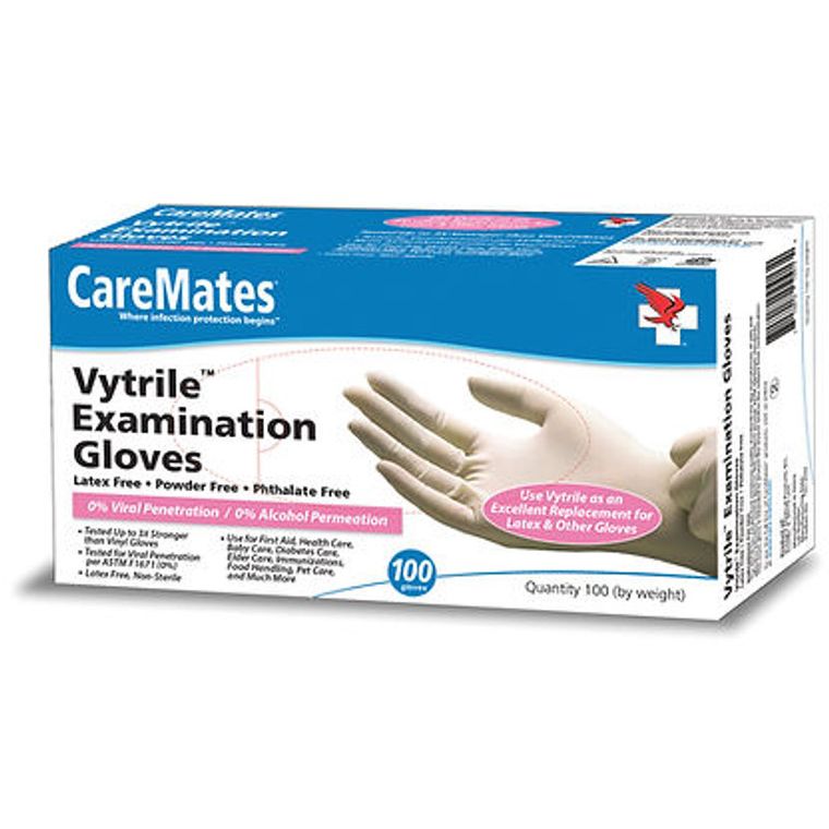 Caremates Caremates Vytrile Exam Gloves Latex  Free Powder Phthalate Free  X- Large 100Ct Gloves & Mittens White Smoke