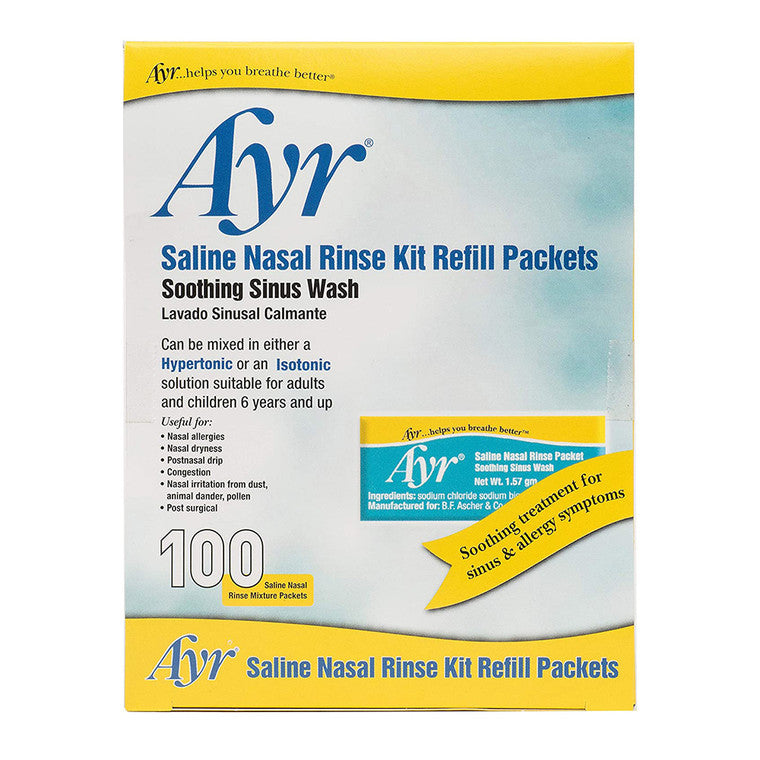 Ayr Ayr Saline Nasal Rinse Refill Packets (100 Count) Respiratory Care Light Gray