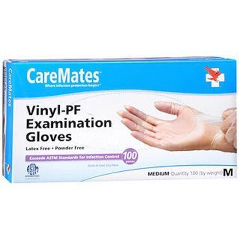 CareMates CareMates Vinyl Exam Gloves, Medium, 100 Count – Latex-Free & Powder-Free Medical Grade Disposable Gloves White Smoke