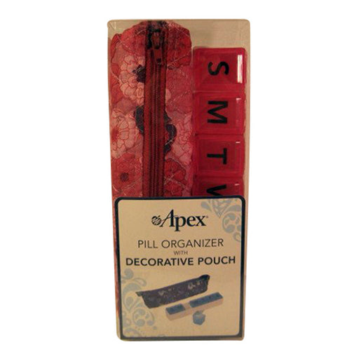 Apex Apex Pill Organizer with Discreet Carry Pouch - 7 Day AM/PM Health Care Rosy Brown