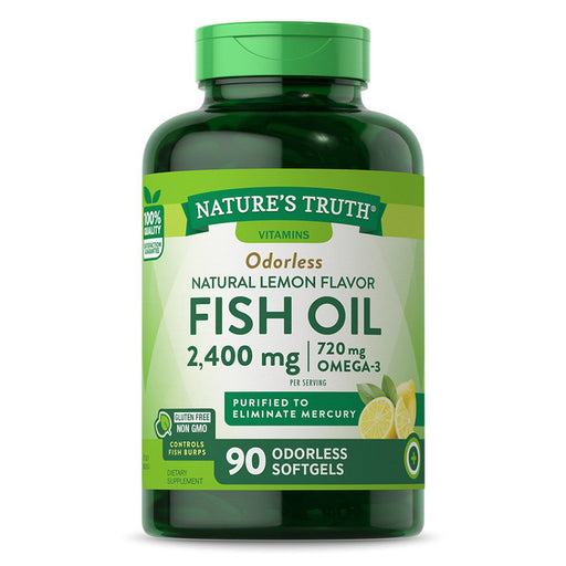 Nature's Truth Nature's Truth Fish Oil, Odorless, 2,400 Mg, Softgels, Natural Lemon Flavor Health & Beauty White Smoke