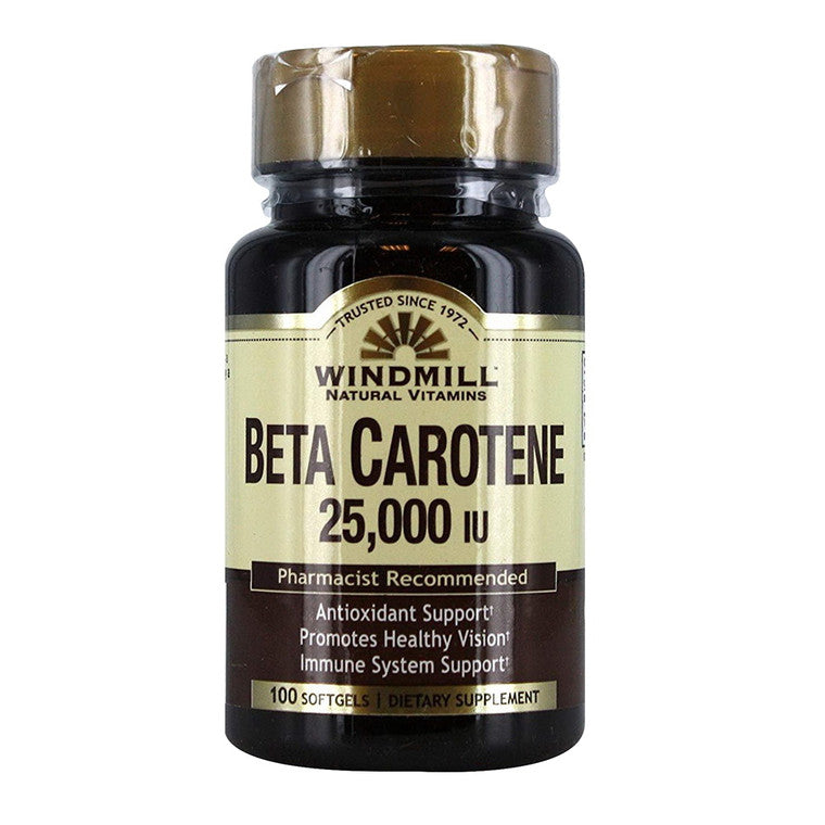 Windmill Windmill Beta Carotene 25,000 Iu Softgels 100 Soft Gels Vitamins & Supplements Black