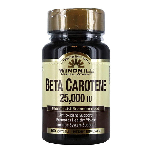 Windmill Windmill Beta Carotene 25,000 Iu Softgels 100 Soft Gels Vitamins & Supplements Black