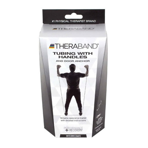 Thera-Band Thera-Band Professional Latex Resistance Tubing With Handles, Soft Handles And Door Anchor, 48 Inch, Black, Special Heavy, Advanced Level 1 Fitness & Nutrition White Smoke