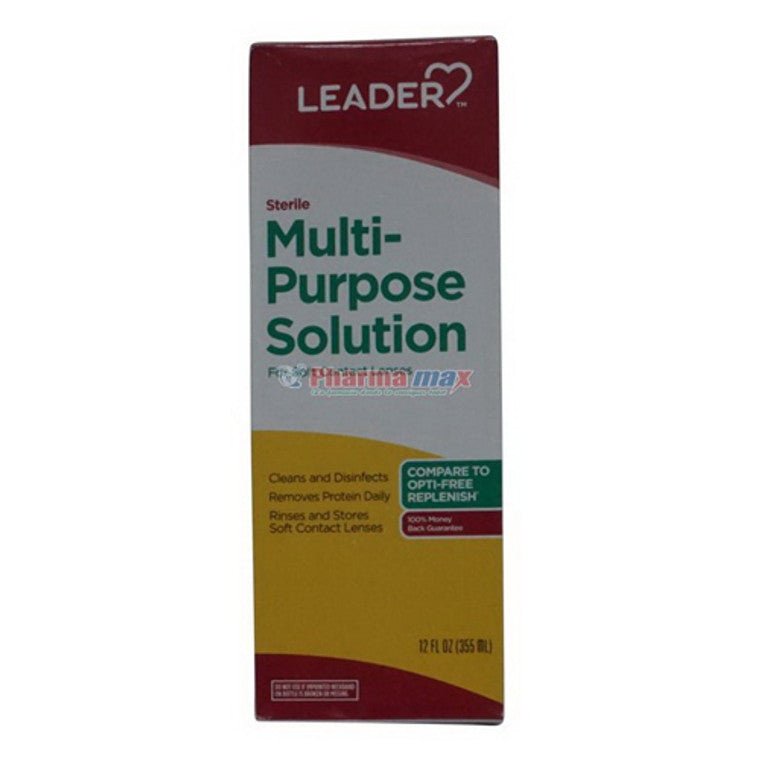 Leader Leader Multi-Purpose Solution For Contact Lenses, 12 Oz Contact Lens Solution Saddle Brown