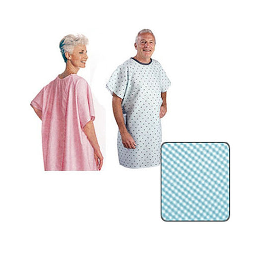 Salk Salk SnapWrap Deluxe Adult Patient Gown - Blue Solid Health Care White Smoke