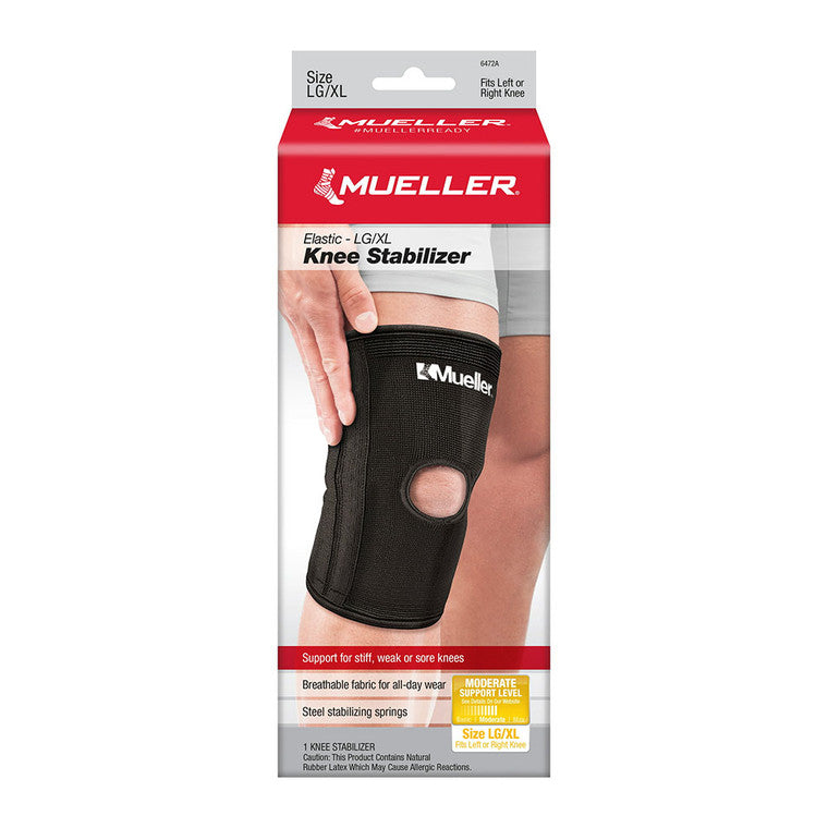 Mueller Mueller Elastic Knee Stabilizer Moderate Large/X-Large Camera Stabilizers & Supports Black