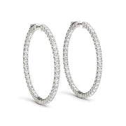 Bids.com 14k White Gold Diamond Hoop Earrings with Shared Prong Setting (2 cttw) Earrings White Smoke White Gold
