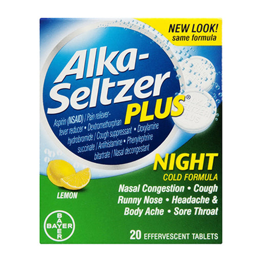 Alka-Seltzer Alka-Seltzer Plus Multi-Symptom Cold Night Effervescent Tablets 20 Ct Box Health & Beauty Forest Green