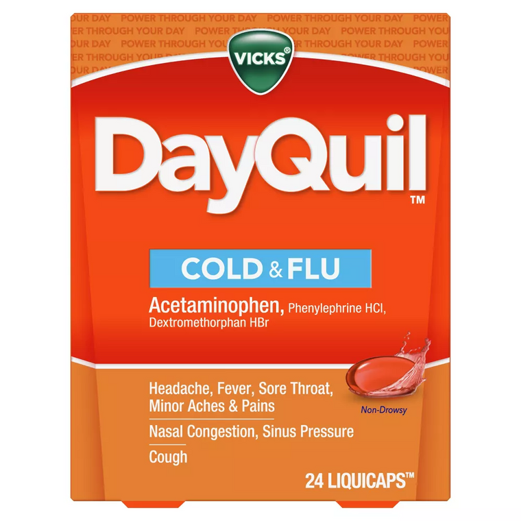 Vicks Vicks Cold And Flu Medicine, LiquiCaps, Daytime, Non-Drowsy Relief Health & Beauty Orange Red